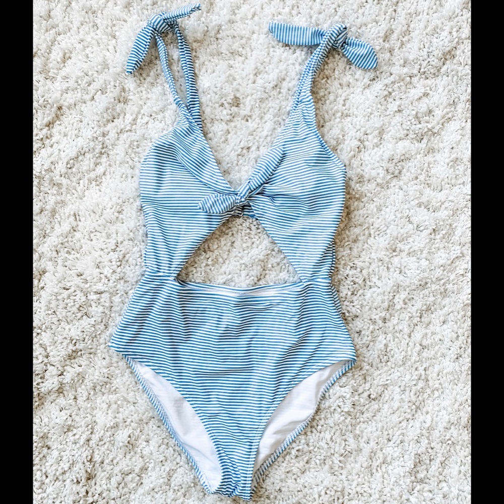 Bathing suit blue and white size medium